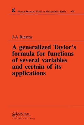 A Generalized Taylor's Formula for Functions of Several Variables and Certain of its Applications - J A Riestra