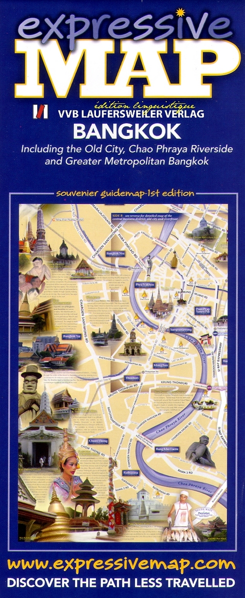 Bangkok Landkarte  inkl. Altstadt, Chao Phraya Fluss und Gro&szlig;metropole Bangkok mit Abbildungen touristischer Sehensw&uuml;rdigkeiten /Bangkok including the Old Cyti, Chao Phraya Riverside and Greater Metropolitan Bangkok