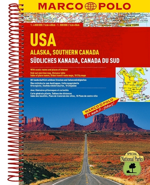 MARCO POLO ReiseAtlas USA, Alaska, S&uuml;dliches Kanada 1:4 000 000