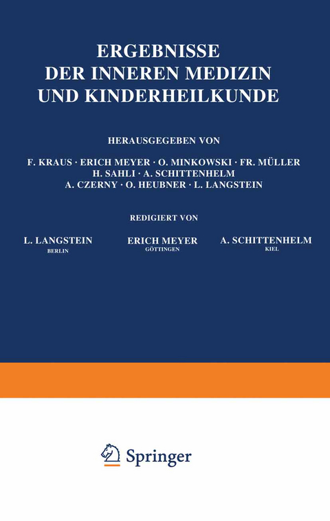 Ergebnisse der Inneren Medizin und Kinderheilkunde - L. Langstein, A. Schittenhelm