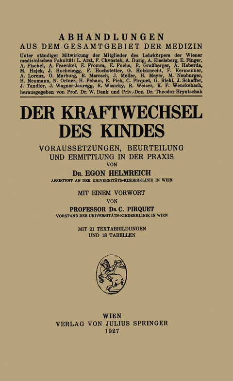 Der Kraftwechsel des Kindes - Egon Helmreich, C. Pirquet