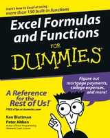 Excel Formulas and Functions For Dummies - Ken Bluttman, Peter G. Aitken