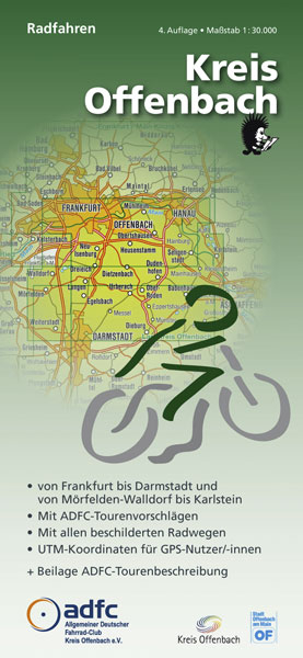 Radwanderkarte - Radfahren - Kreis Offenbach 4. Auflage - Maßstab 1:30.000