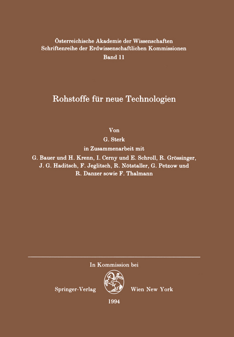 Rohstoffe f&uuml;r neue Technologien - Georg M. Sterk