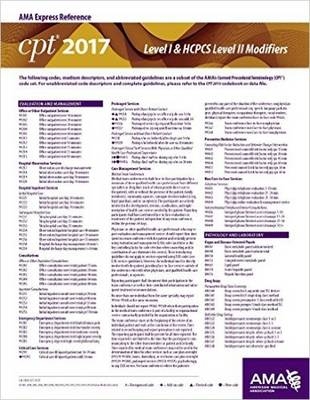 CPT&reg; 2017 Express Reference Coding Card: Level I & HCPCS Level II Modifiers - American Medical Association