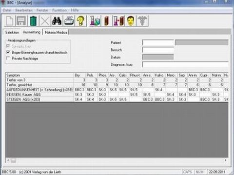 BBC-win Software. Boger-B&ouml;nninghausens Charakteristika - Cyrus M Boger, Clemens von B&ouml;nninghausen