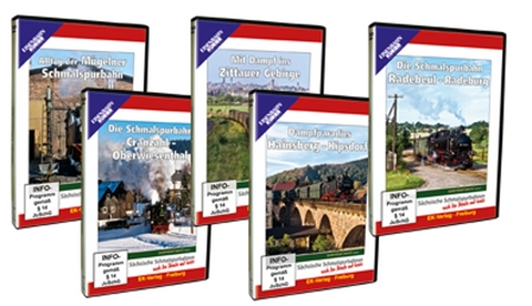 S&auml;chsische Schmalspurbahnen nach der Wende und heute. Tl.1-5, 5 DVDs