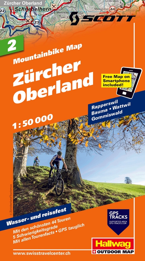 Hallwag Mountainbike-Karte 2 Z&uuml;rcher Oberland 1:50.000