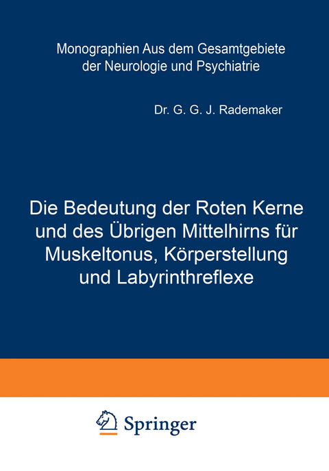 Die Bedeutung der Roten Kerne und des &Uuml;brigen Mittelhirns f&uuml;r Muskeltonus, K&ouml;rperstellung und Labyrinthreflexe - G. G. J. Rademaker, E. le Blanc