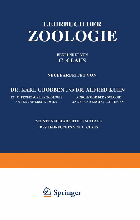 Lehrbuch der Zoologie - C. Claus, Karl Grobben, Alfred K&uuml;hn