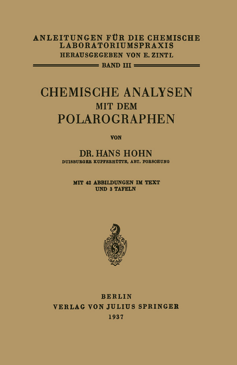 Chemische Analysen mit dem Polarographen - Hans Hoh