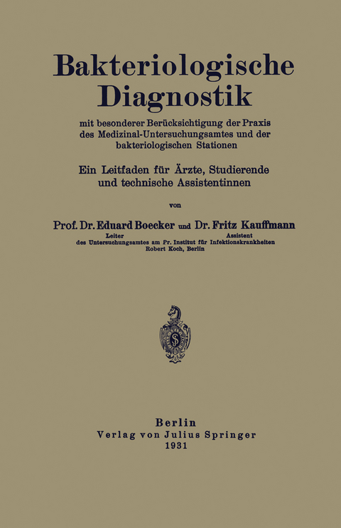 Bakteriologische Diagnostik - NA B&ouml;cker, NA Kauffmann