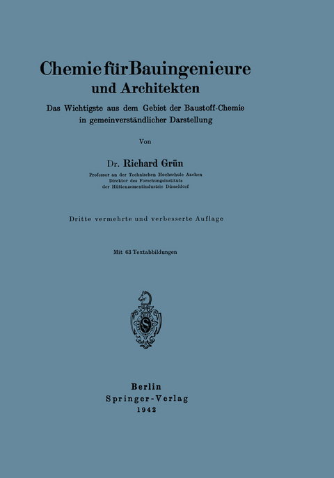 Chemie f&uuml;r Bauingenieure und Architekten - Richard Gr&uuml;n