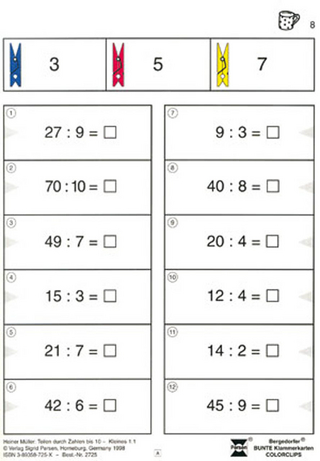 Teilen durch Zahlen bis 10 - Kleines 1 : 1