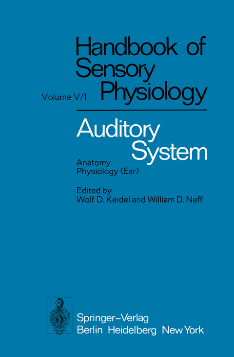 Auditory System - H. W. Ades, A. Axelsson, I. L. Baird, G. v. B&eacute;k&eacute;sy, R. L. Boord, C. B. G. Campbell, O. Densert, D. H. Eldredge, H. Engstr&ouml;m, J. Fex, J. M. Harrison, O. W. Henson, M. E. Howe, S. Iurato, A. Michelsen, A. R. M&oslash;ller, R. R. Pfeiffer, S. Rauch, I. Rauch, E. A. G. Shaw, J. Wers&auml;ll, E. G. Wever