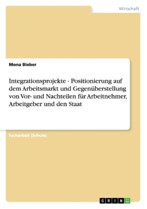 Integrationsprojekte - Positionierung auf dem Arbeitsmarkt und GegenÃ¼berstellung von Vor- und Nachteilen fÃ¼r Arbeitnehmer, Arbeitgeber und den Staat