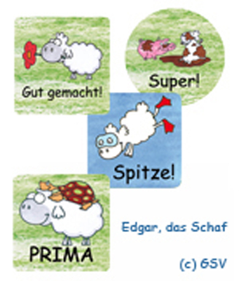 Belohnungs-Aufkleber "Edgar, das Schaf", 4 Motive, 2cm (192 Stck.)
