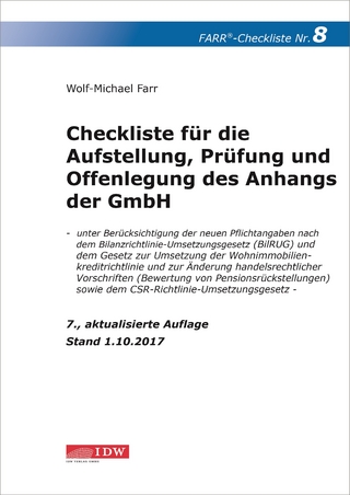 Checkliste 8 für die Aufstellung, Prüfung und Offenlegung des Anhangs der GmbH