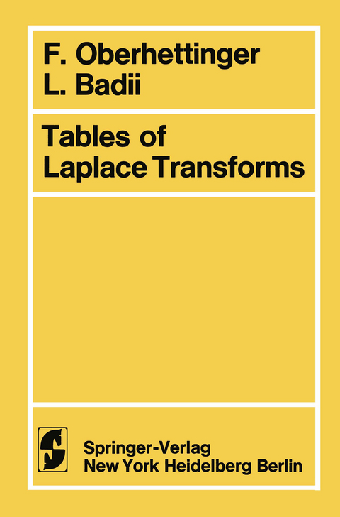 Tables of Laplace Transforms - F. Oberhettinger, L. Badii