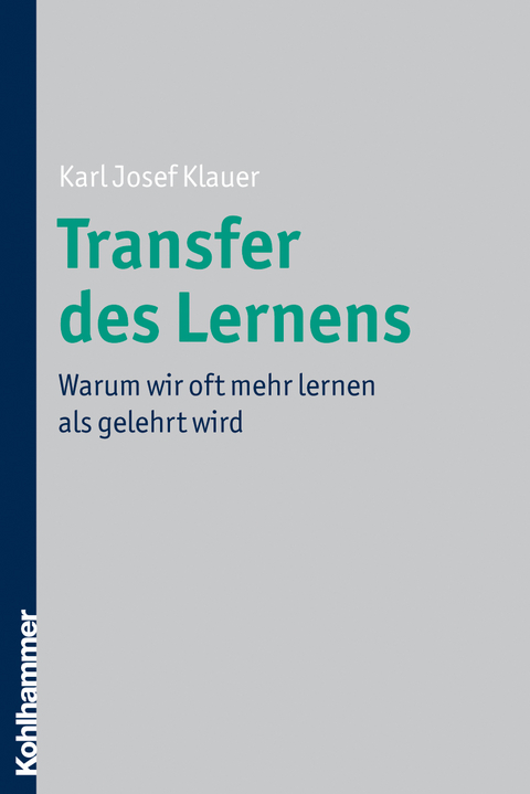 Transfer des Lernens - Karl Josef Klauer