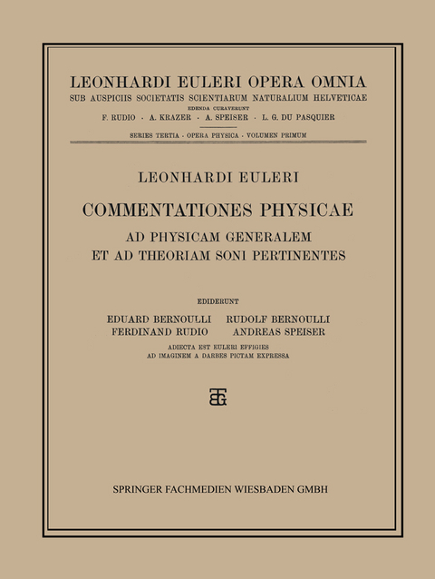 Commentationes Physicae Ad Physicam Generalem et ad Theoriam Soni Pertinentes - Leonhard Euler