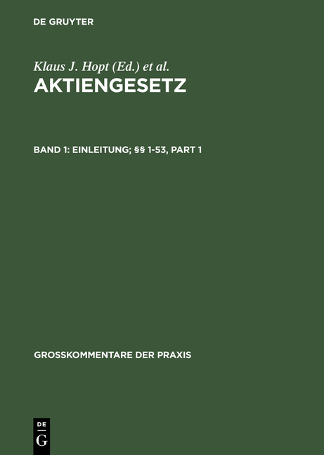 Aktiengesetz / Einleitung; &sect;&sect; 1-53