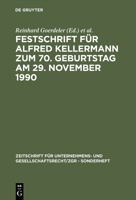 Festschrift f&uuml;r Alfred Kellermann zum 70. Geburtstag am 29. November 1990 - 