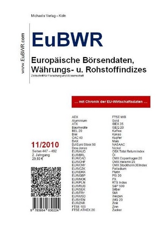 EuBWR November 2010 - Europäische Börsendaten, Währungs- und Rohstoffindizes