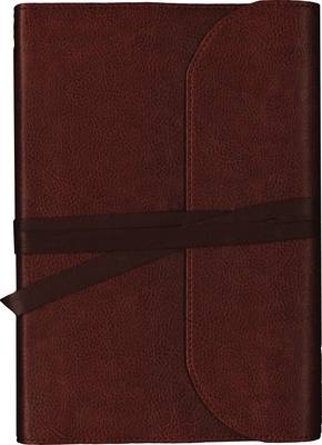NKJV, Journal the Word Bible, Large Print, Premium Leather, Brown, Red Letter -  Thomas Nelson