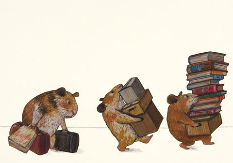 B&uuml;cherhamster Postkarte VE 1=10