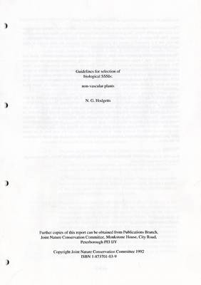 Guidelines for Selection of Biological SSSIs: Non-Vascular Plants (Looseleaf Edition)