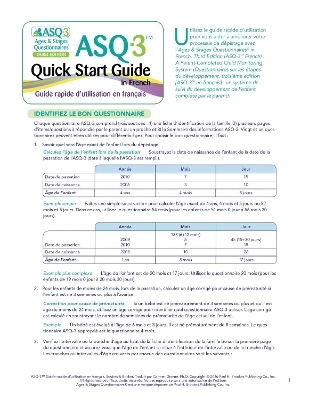 Ages & Stages Questionnaires® (ASQ®-3): Quick Start Guide (French)