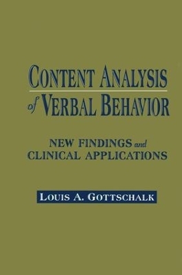 Content Analysis of Verbal Behavior - Louis A. Gottschalk