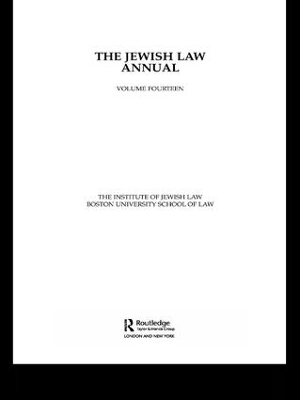 The Jewish Law Annual Volume 14 - Boston University of Law The Institute of Jewish Law