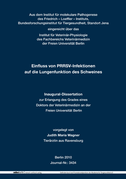 Einfluss von PRRSV-Infektionen auf die Lungenfunktion des Schweines - Judith Maria Wagner