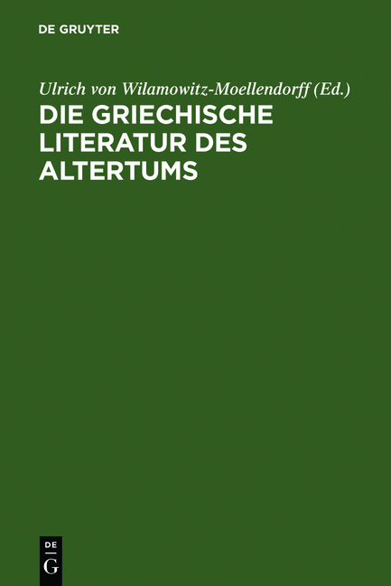 Die griechische Literatur des Altertums - 