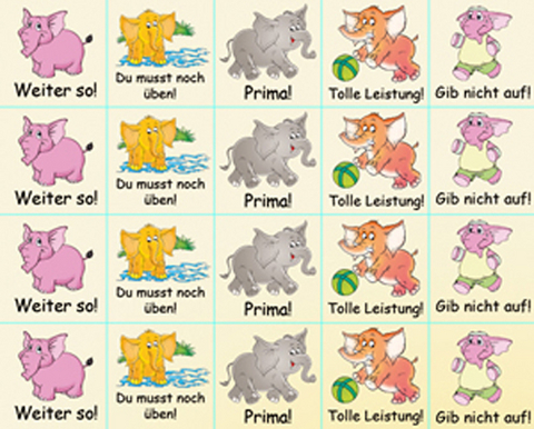 Belohnungs-Aufkleber "Elefant Elvira", 5 Motive (252 Stck.)
