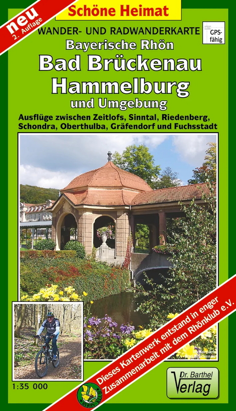 Wander- und Radwanderkarte Bayerische Rh&ouml;n, Bad Br&uuml;ckenau, Hammelburg und Umgebung