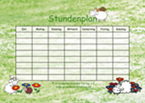 "Edgar, das Schaf" - Stundenplan, Stundenpl&auml;ne im Klassensatz (30 Stck.)