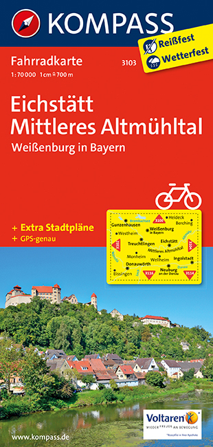 KOMPASS Fahrradkarte Eichstätt - Mittleres Altmühltal - Weißenburg in Bayern