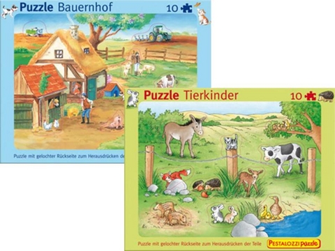 Rahmen-Puzzle Doppelpack Bauernhof und Tierkinder