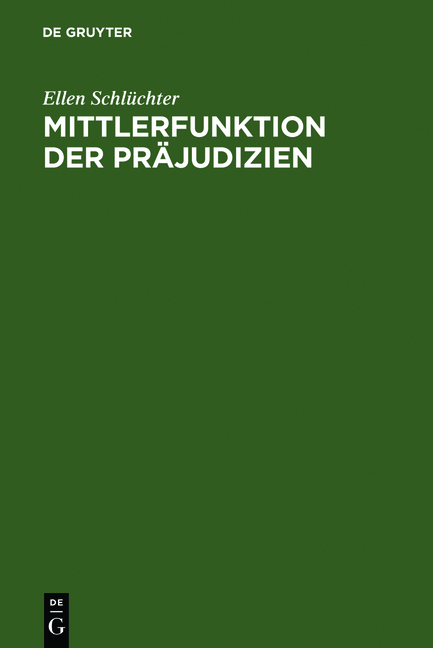 Mittlerfunktion der Pr&auml;judizien - Ellen Schl&uuml;chter
