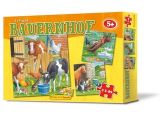 3 x Puzzle Bauernhof (3 x 49 Teile)