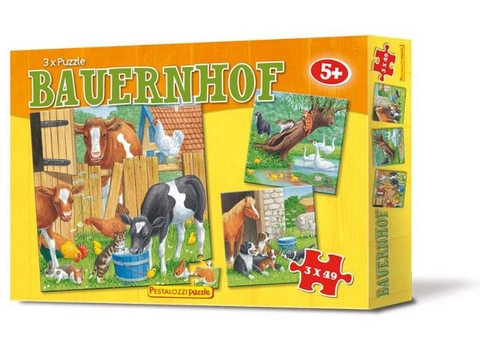 3 x Puzzle Bauernhof (3 x 49 Teile)