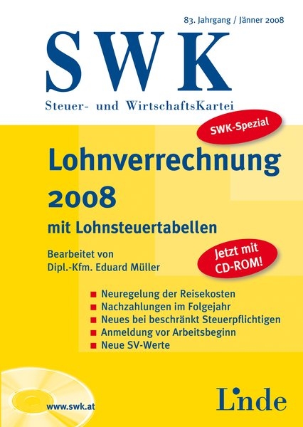 Lohnverrechnung 2008 mit Lohnsteuertabellen - Eduard M&uuml;ller