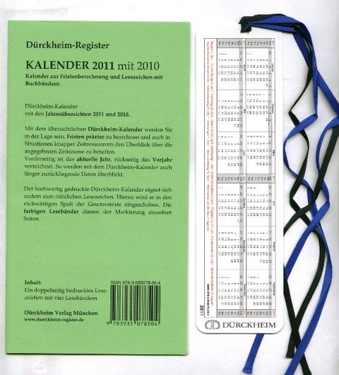 Kalenderlesezeichen 2011 / 2010 mit Leseb&auml;ndchen f&uuml;r Gesetzessammlungen - Constantin von D&uuml;rckheim
