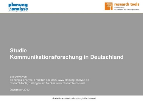 Studie Kommunikationsforschung in Deutschland