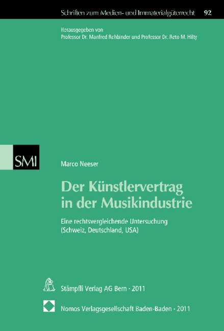 Der K&uuml;nstlervertrag in der Musikindustrie - Marco Neeser