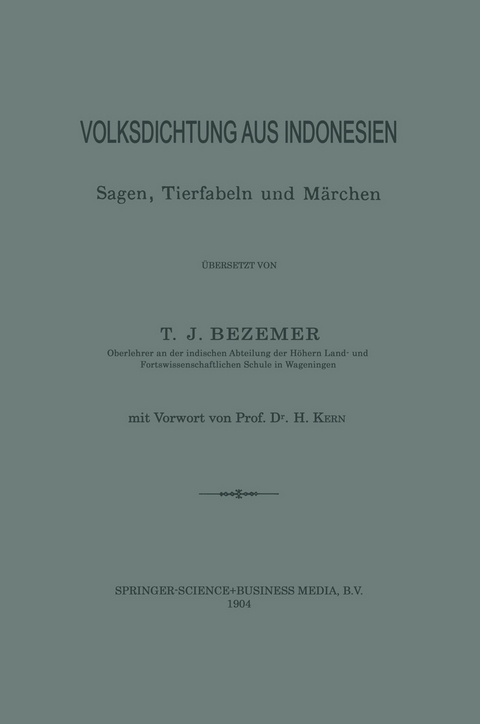 Volksdichtung aus Indonesien - Tammo Jacob Bezemer