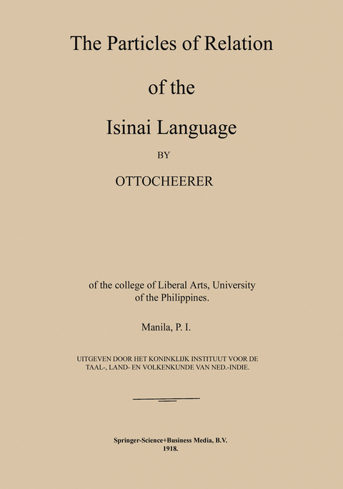 The Particles of Relation of the Isinai Language - Otto Scheerer